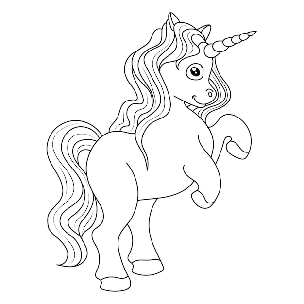 Ilustração vetorial de unicórnios de cor de arte de linha para livro de colorir