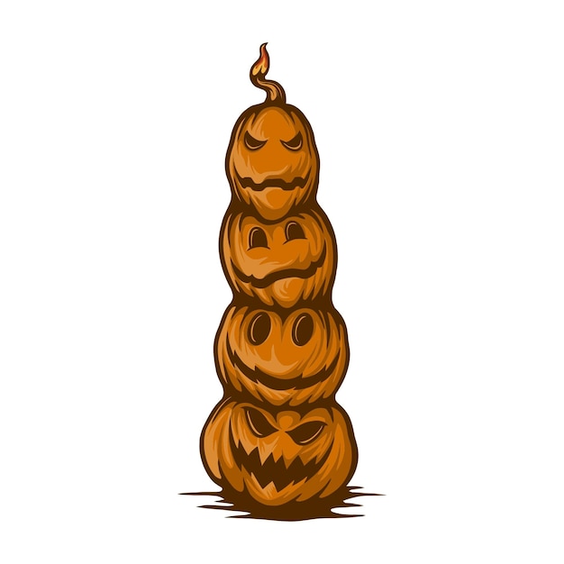 Ilustração vetorial de velas empilhadas de abóboras de halloween