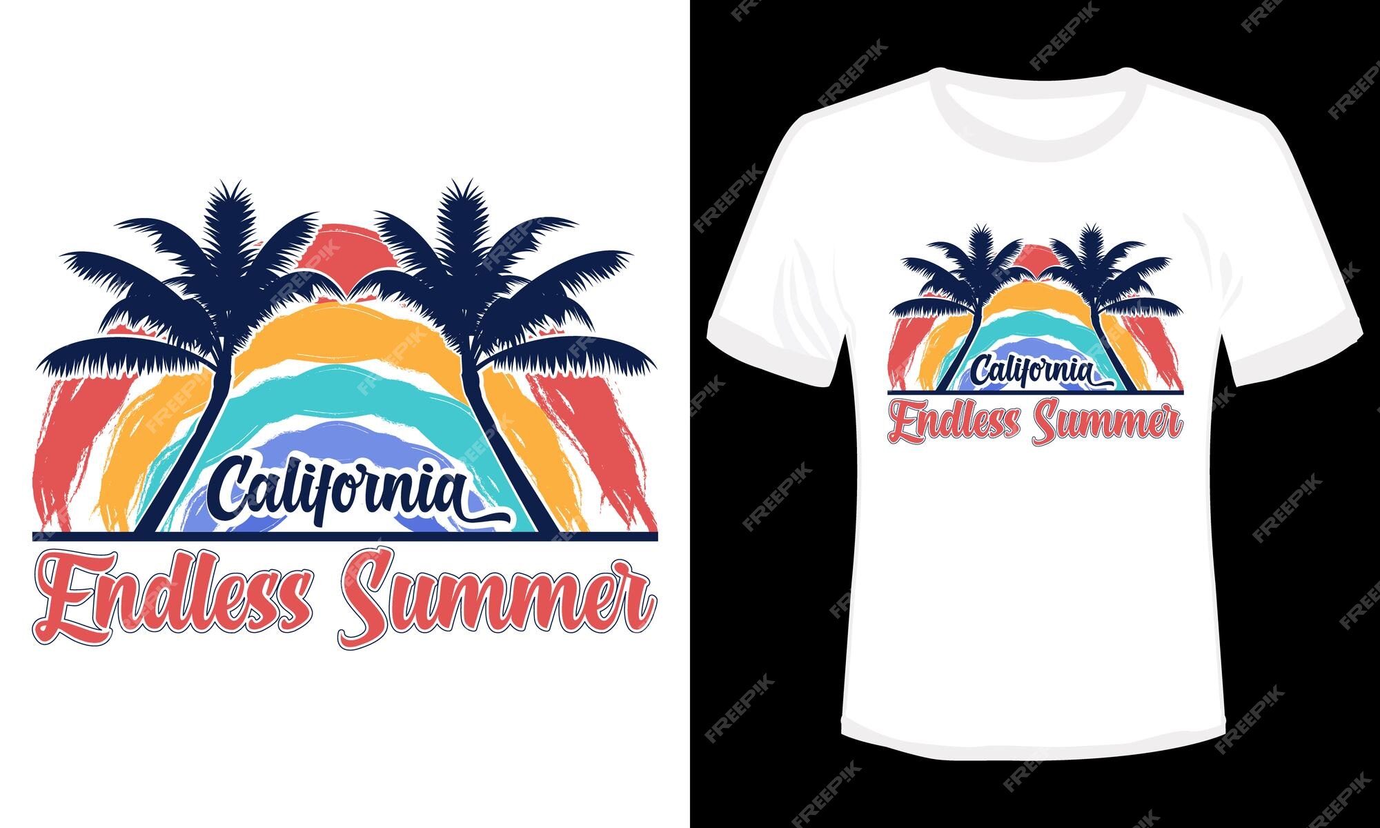 Califórnia surfar sem fim verão los angeles camiseta Projeto vetor  ilustração 23448605 Vetor no Vecteezy