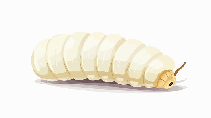 Vetor ilustração vetorial de vermes de seda de desenho animado em fundo branco