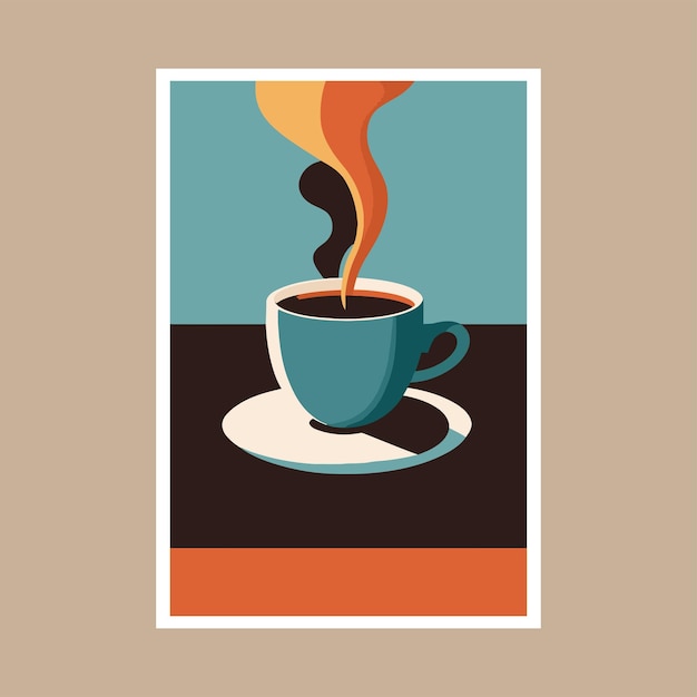 Vetor ilustração vetorial de xícara de café em design de pôster de impressão de arte de estilo simples