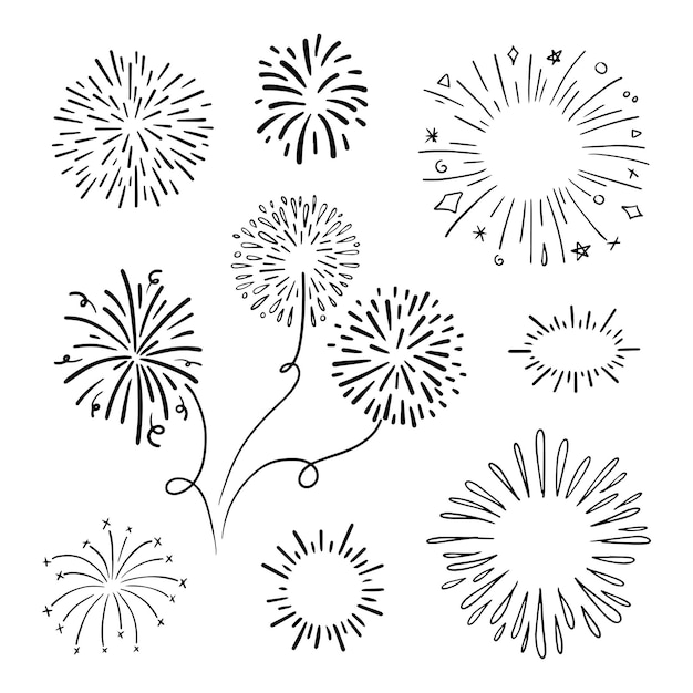 Desenho De Fogos De Artifício Desenhados à Mão ícone De Ilustração Vetor  Ilustração do Vetor - Ilustração de festivo, raios: 195130643