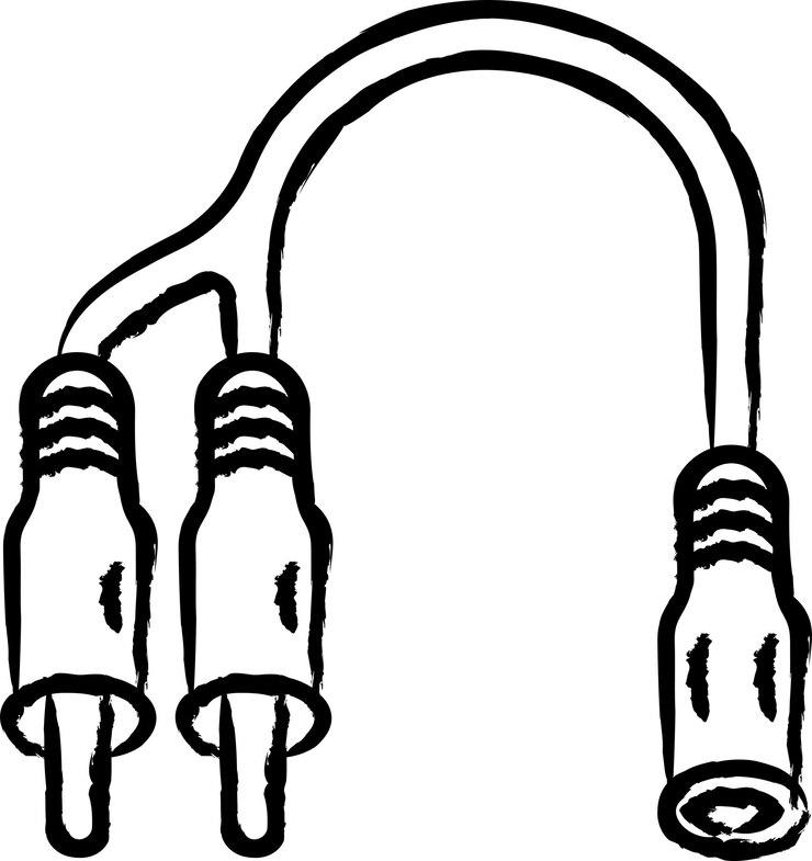 Vetor ilustração vetorial desenhada à mão de cabo de áudio
