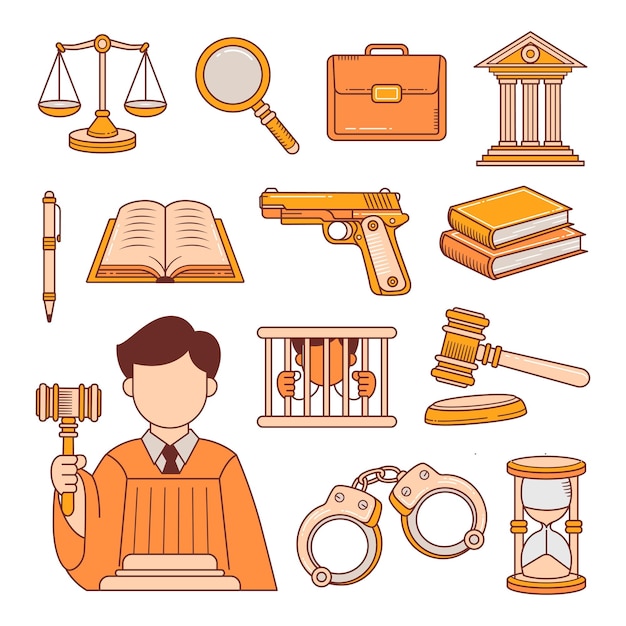 Ilustração vetorial desenhada à mão de Doodle Law