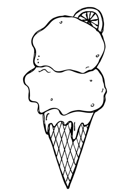 Ilustração vetorial desenhada à mão de sorvete clipart fofo de sundae