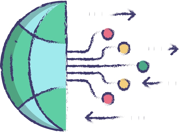 Vetor ilustração vetorial desenhada à mão de tecnologia global