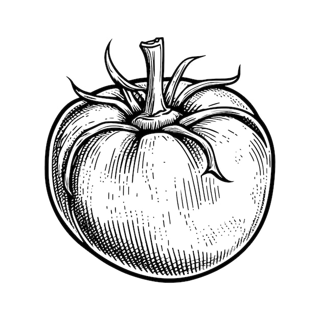 Ilustração vetorial desenhada à mão de tomate