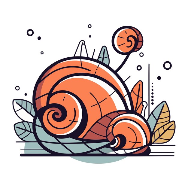 Vetor ilustração vetorial desenhada à mão de um caracol desenho de arte de linha para banner de publicidade do site e impressão