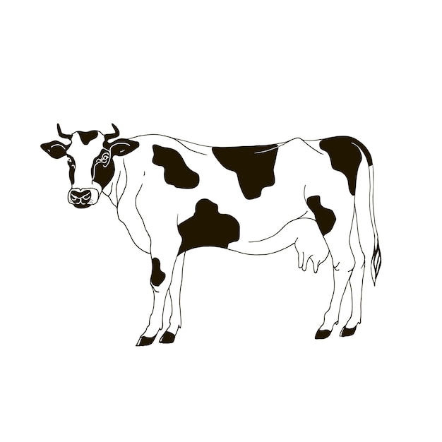 Ilustração vetorial desenhada à mão de vaca