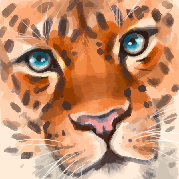 Vetor ilustração vetorial desenhada à mão do retrato de leopardo