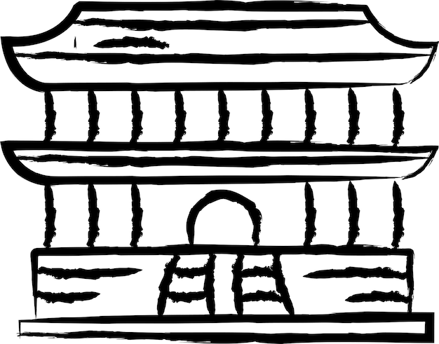 Ilustração vetorial desenhada à mão do templo budista