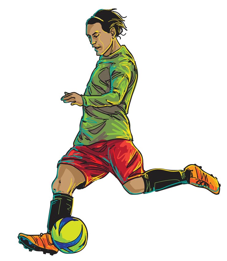 Vetor ilustração vetorial desenhada à mão jogando futebol