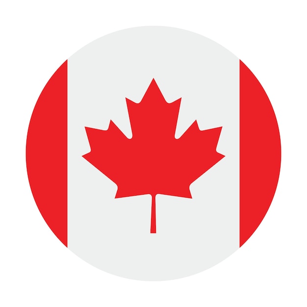 Ilustração vetorial digital do ícone do círculo da bandeira do Canadá