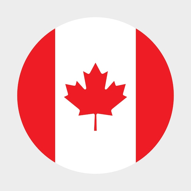 Ilustração vetorial digital do ícone do círculo da bandeira do Canadá