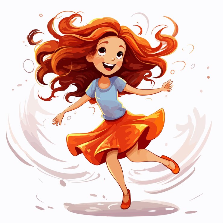 Vetor ilustração vetorial dinâmica de menina dançando