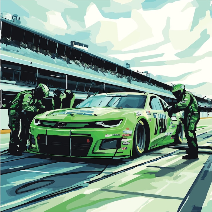 Vetor ilustração vetorial dinâmica verde do carro nascar
