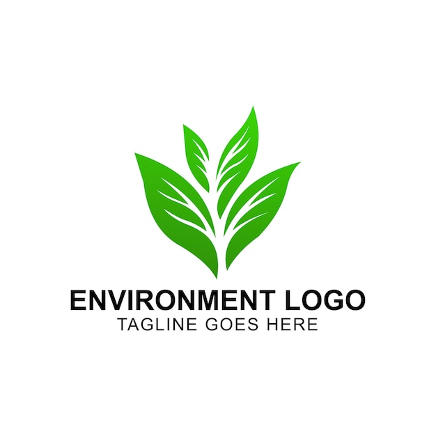 Ilustração vetorial do ambiente verde da folha com elementos naturais do design do logotipo