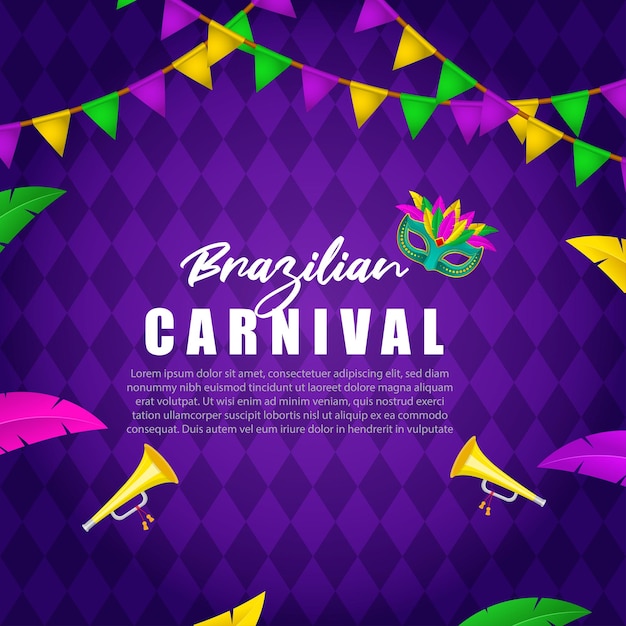 Ilustração vetorial do banner do Carnaval do Rio, o maior carnaval do mundo