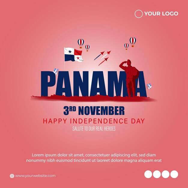 Ilustração vetorial do banner do dia da independência do panamá