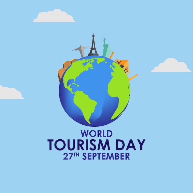 Ilustração vetorial do banner do Dia Mundial do Turismo