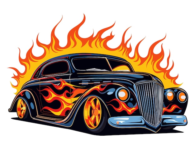 Ilustração vetorial do carro muscular de hotrod tribal