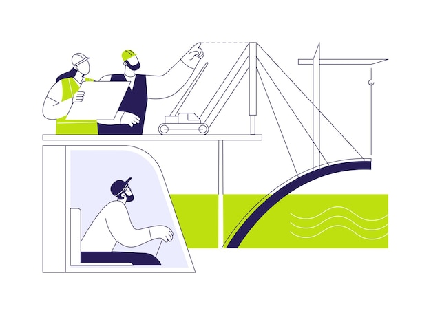 Ilustração vetorial do conceito abstrato de construção de fundações de pontes