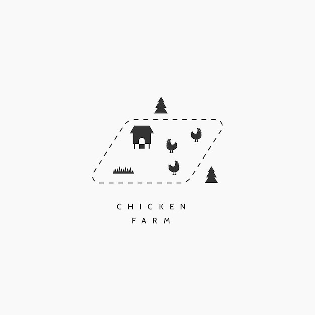 Vetor ilustração vetorial do conceito de design de logotipo mínimo único da fazenda de galinhas