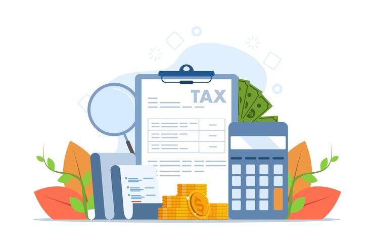 Vetor ilustração vetorial do conceito de formulários de impostos do governo estadual com formulários de contabilidade e pagamento