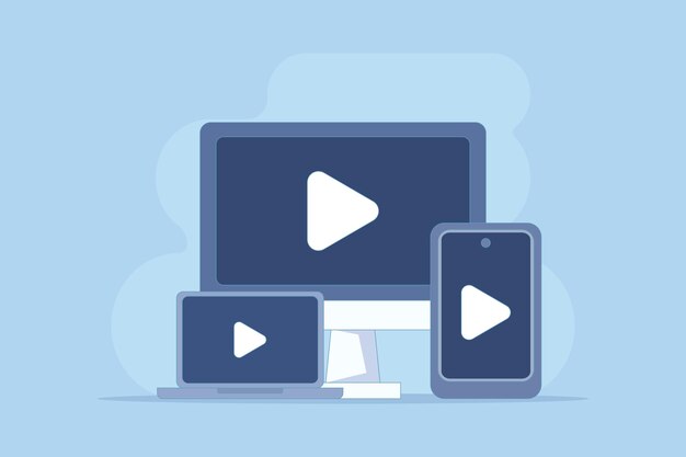 Ilustração vetorial do conceito de streaming de vídeo ao vivo ou reproduza vídeo online ou assista vídeo ao vivo