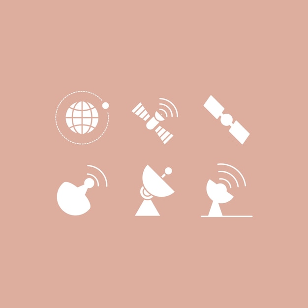 Ilustração vetorial do conceito do conjunto de ícones de satélite