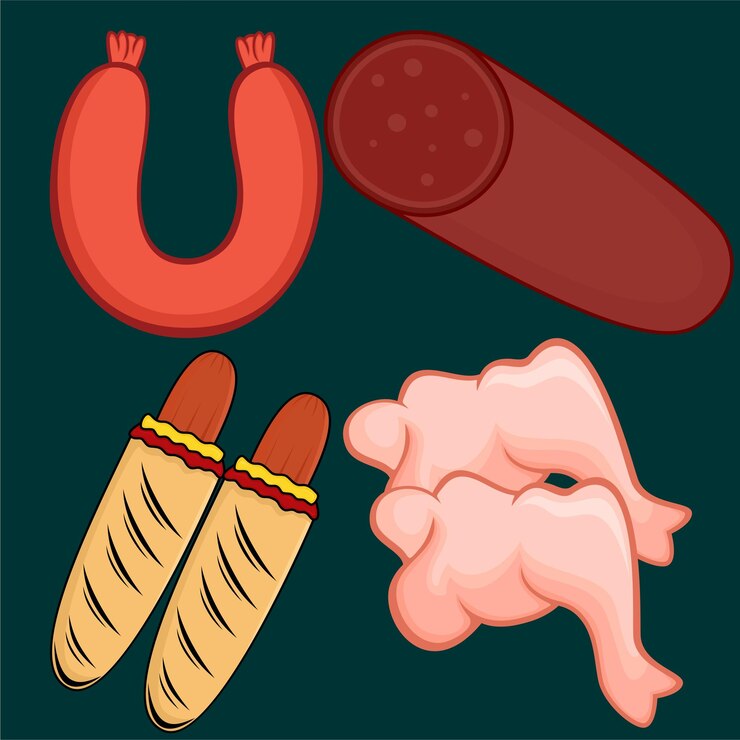 Vetor ilustração vetorial do conjunto de alimentos almoço, almoço e jantar diferentes
