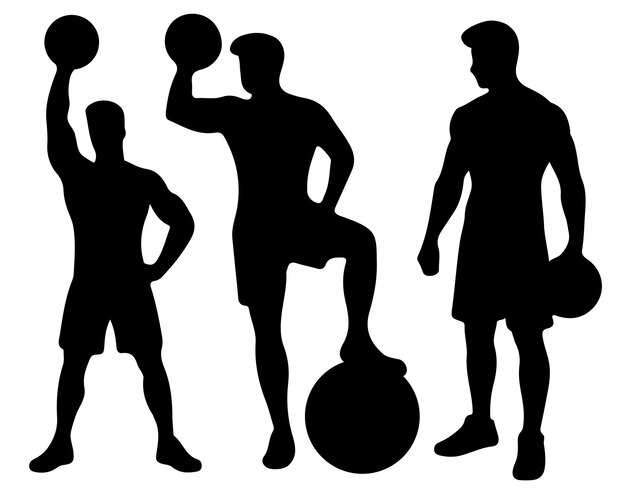 Ilustração vetorial do conjunto de atividades de fitness do homem