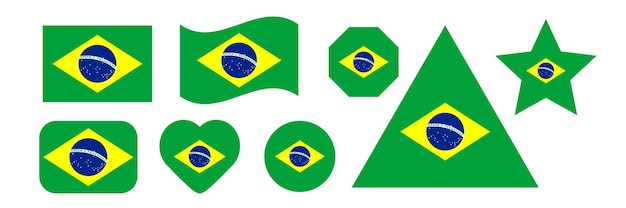 Ilustração vetorial do conjunto de bandeira nacional do brasil