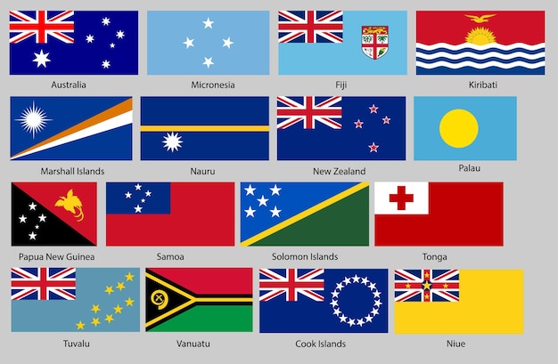 Vetor ilustração vetorial do conjunto de bandeiras de diferentes países