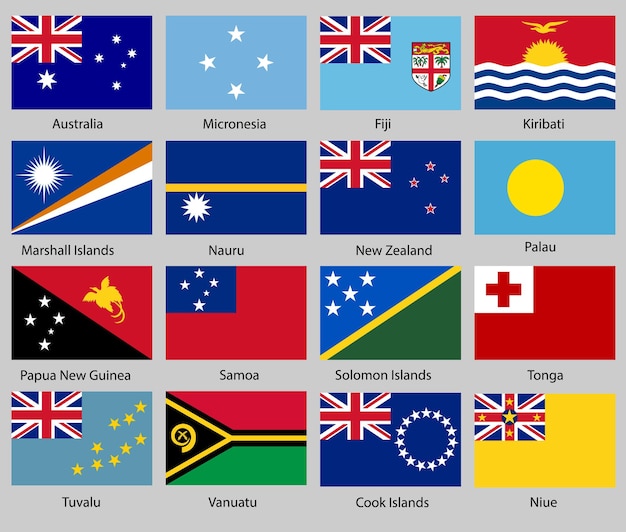 Vetor ilustração vetorial do conjunto de bandeiras de diferentes países