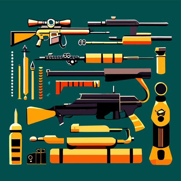 Vetor ilustração vetorial do conjunto de equipamentos militares