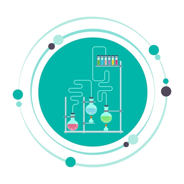 Ilustração vetorial do conjunto de experimentos de química símbolo de ícone gráfico