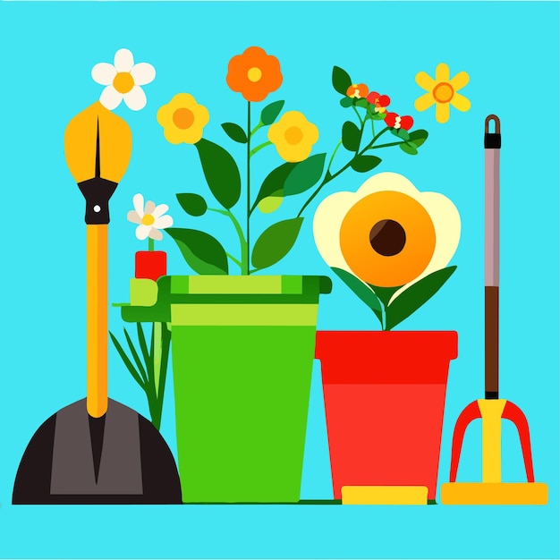 Vetor ilustração vetorial do conjunto de ferramentas de jardinagem