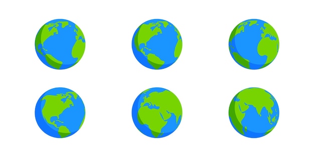 Ilustração vetorial do conjunto de ícones do globo terrestre isolado
