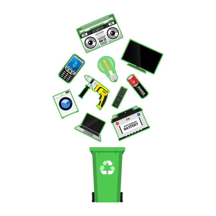 Vetor ilustração vetorial do contentor de resíduos eletrónicos para reciclagem