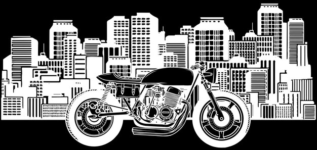 Vetor ilustração vetorial do contorno da motocicleta do café