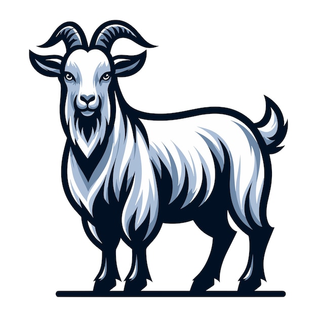 Vetor ilustração vetorial do corpo completo da cabra animal de estimação da fazenda para a carne de açougueira e leite de leite