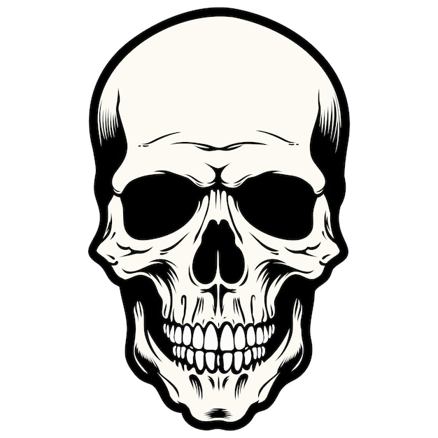 Ilustração vetorial do crânio humano símbolo de Halloween do dia da cabeça do esqueleto da morte dos mortos