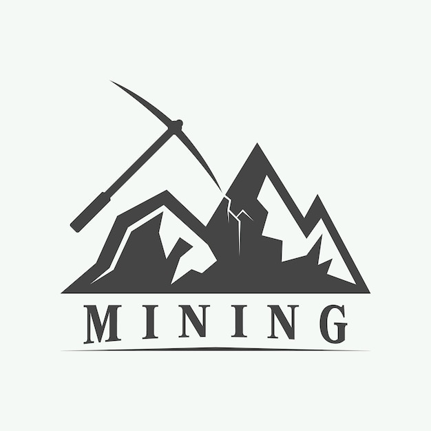 Ilustração vetorial do desenho da silhueta do logotipo da mineração de montanhas