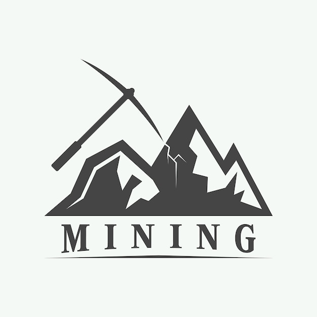 Vetor ilustração vetorial do desenho da silhueta do logotipo da mineração de montanhas