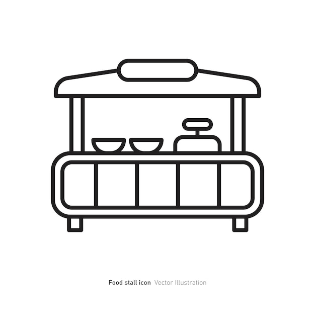 Ilustração vetorial do design do ícone da barraca de alimentos