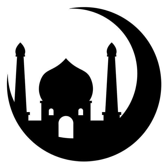 Vetor ilustração vetorial do design do ícone da mesquita eid moon