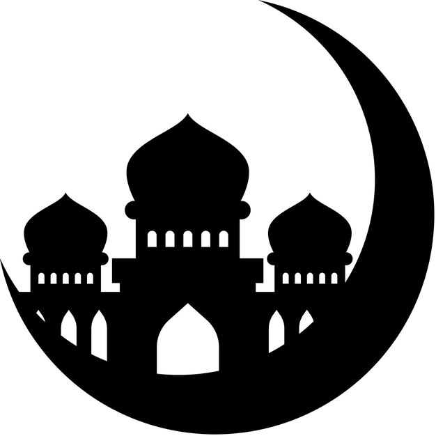 Ilustração vetorial do design do ícone da mesquita eid moon