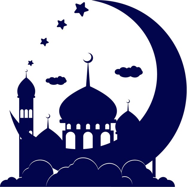 Vetor ilustração vetorial do design do ícone da mesquita eid mubarak moon