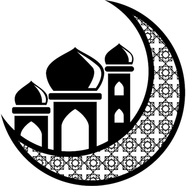 Vetor ilustração vetorial do design do ícone da mesquita eid mubarak moon